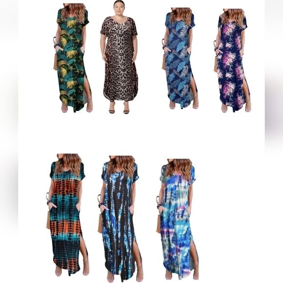 Bundle Of (7) Womens Plus Size Pullover Casual MaxiDresses in Various Patterns - Picture 1 of 16